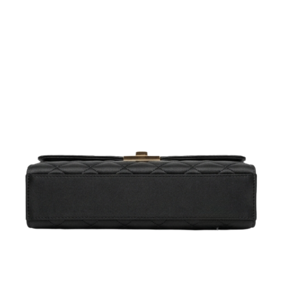 Zevir Elegant Black Quilted Satin Premium Handbag