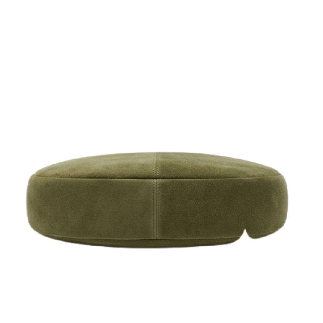 Zevir Minimalist Suede Crescent Olive Green Shoulder Bag