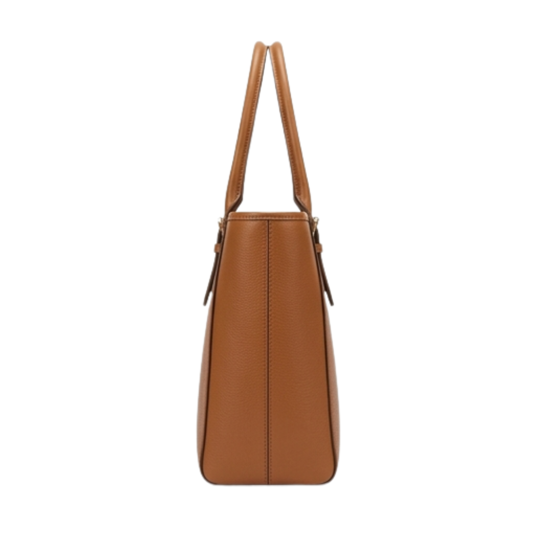 Zevir Classic Tan Leather Handbag Pebbled Satchel