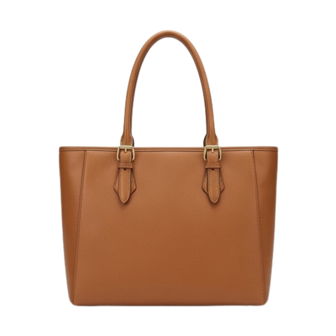 Zevir Classic Tan Leather Handbag Pebbled Satchel