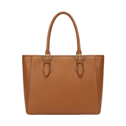 Zevir Classic Tan Leather Handbag Pebbled Satchel