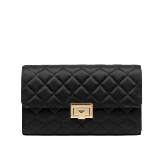 Zevir Elegant Black Quilted Satin Premium Handbag